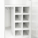 Kitchen Pantry Cabinet with Pull-Out Shelves, Farmhouse Storage Cabinet with Glass Doors, Freestanding Pantry Organizer and Bar Cabinet for Kitchen, Dining Room & Living Room, White