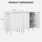 LubanNese Fluted Cabinet with Storage, Wooden Unique Sideboard Buffet Cabinet, 2 Doors Modern Furniture for Kitchen, Entryway, Living Room (Ivory, 2 PCS)