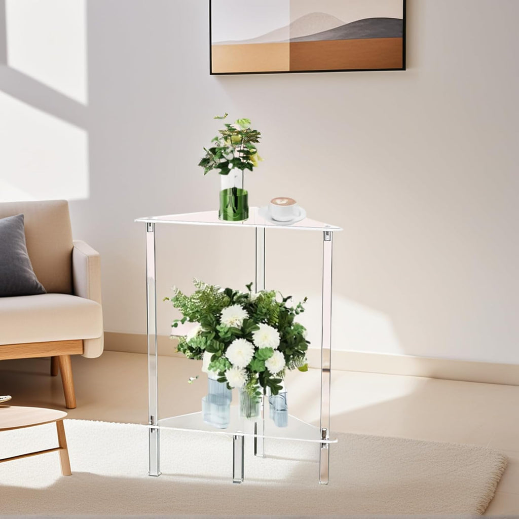 Nightstand Table - Acrylic Transparent Decorative Storage Desk | End Table for Living Room - for Apartment Businesses Rental Bathroom Lobby Bedrooms Living Rooms Dormitory Hotel Restaurant