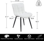 YOUTASTE White Dining Chairs Set of 2, Faux Leather Upholstered Armless Chairs with Back and Black Metal Legs, Mid Century Modern Kitchen Chairs for Living Room, Vanity, or Guest Reception Room