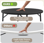 Round Folding Table, 48" Round Card Table with Foldable Steel Legs, Heavy Duty Plastic Banquet Table for Outdoor Party, Event, Kitchen, Black