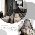 WADORN Mosquito Net Bed Canopy, Large Black Hanging Bed Net from Ceiling Dome Mosquito Net with Install Accessories for Single Twin Full Queen Size Bed Indoor Outdoor Use and Travel