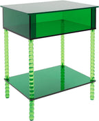 3-Tier Acrylic Side Table End Table with Storage & 44 Lbs Load Capacity & Product Size(15.7*11.8*19.7in) & Tier Spacing(4.3in,10.9in) Acrylic End Tables Nightstand for Living Room, Foyer(Grass-Green)