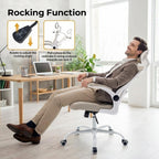 Ergonomic Office Chair for Long Hours & Back Pain Relief, Home Office Desk Chair Comfy with Flip-Up Armrests &Comfortable Lumbar Support Gaming Chairs for Bedroom,Study,Student,Wide Seat.White