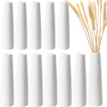 12 Pieces White Ceramic Vases for Home Decor 7.09 inch Tall Vases for Centerpieces Modern Floral for Wedding Party Event Home Office Decoration (Modern)