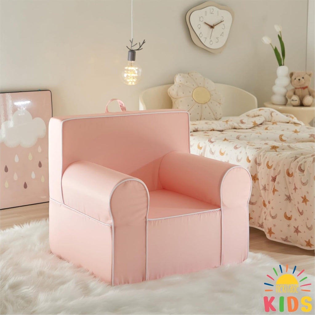 Heritage Kids Pink Everywhere Foam Armchair with Carry Handle and Removable Cover,25"x21"x22",Ages 3+