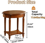 YUNMUARY-Oval End Table Cherry Finish Wood Side Table with Storage Shelf,Modern Living Room Accent Tables Wooden Nightstand Mid-Century End Tables for Sofa,No-Tools Assembly Dark Cherry