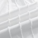 Striped Tufted Bed Skirt Queen Size, Ruffled Bed Skirts with Split Corners, Queen Bed Skirt 14 Inch Drop Dust Ruffle with Platform, White, 14'' Queen