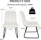 HIPIHOM Faux Leather Dining Chairs Set of 4, Modern Upholstered Kitchen Chairs with Curved Backrest and Metal Legs, PU Leather Dining Room Chairs for Kitchen Living Dining Room Set of 4 White