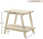 Roundhill Furniture Metz Mid-Century Modern Wood Shelf End Table, Off-White Finish