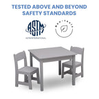 Delta Children MySize Kids Wood Table and Chair Set (2 Chairs Included) - Ideal for Arts & Crafts, Snack Time & More - Greenguard Gold Certified, Grey, 3 Piece Set