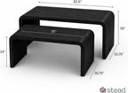 Stead Curved Nesting Coffee Table Set of 2, Modern Wood Nesting Tables for Living Room, Space Saving Stackable Coffee Tables, Fully Assembled
