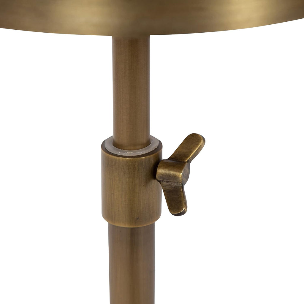 Kate and Laurel Engles Traditional Adjustable-Height Pedestal Drink Table; 10 x 10 x 30; Antique Brass; Vintage Round Indoor Metal Plant Stand with Embossed Sunburst Pattern