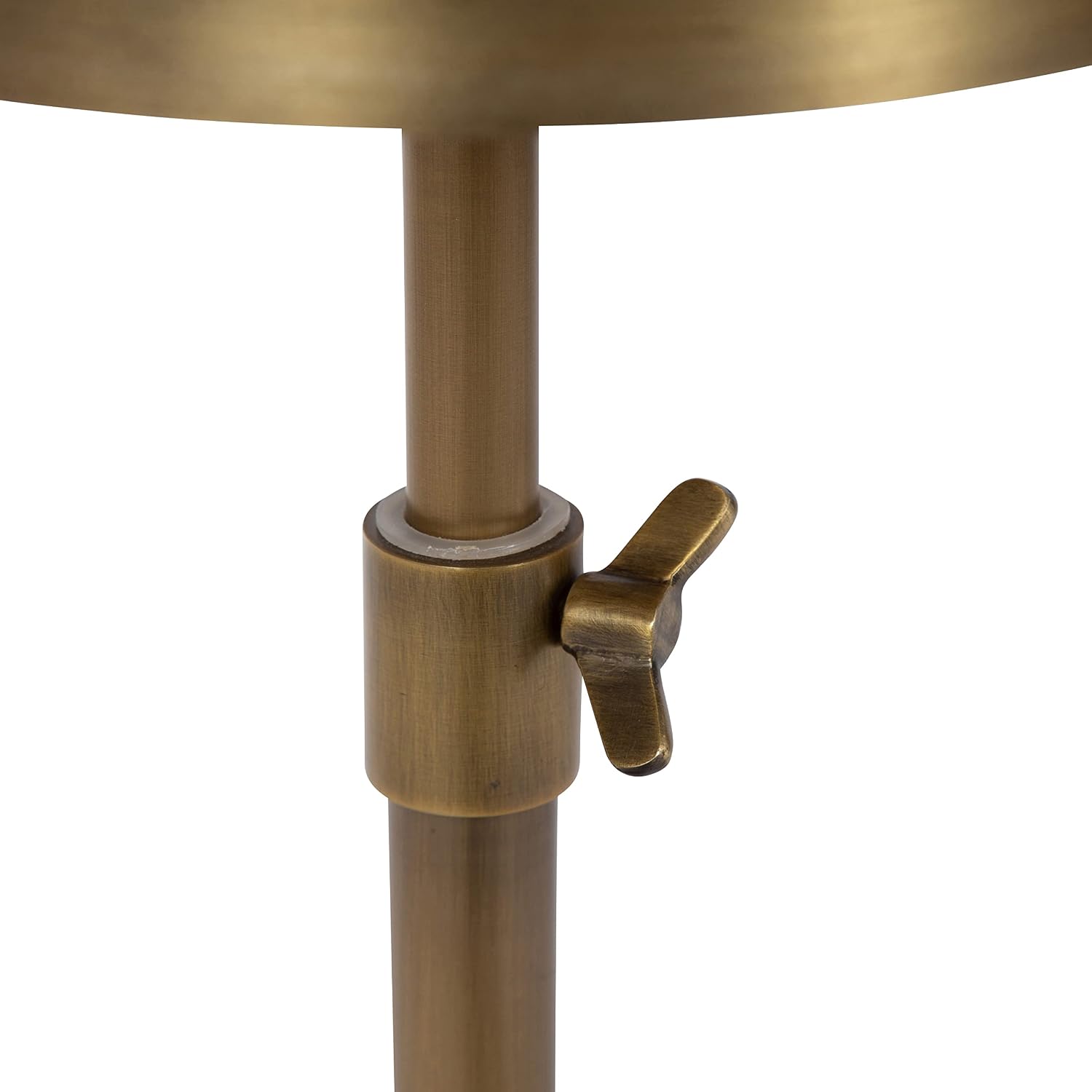 Kate and Laurel Engles Traditional Adjustable-Height Pedestal Drink Table; 10 x 10 x 30; Antique Brass; Vintage Round Indoor Metal Plant Stand with Embossed Sunburst Pattern