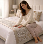 Jacquard Bed Runner Set with 2 Pillow Covers, Decorative Bed Scarf for Twin, Queen and King Beds, Matching Cushion Covers for Bedroom, Guest Room and Bedding Decor