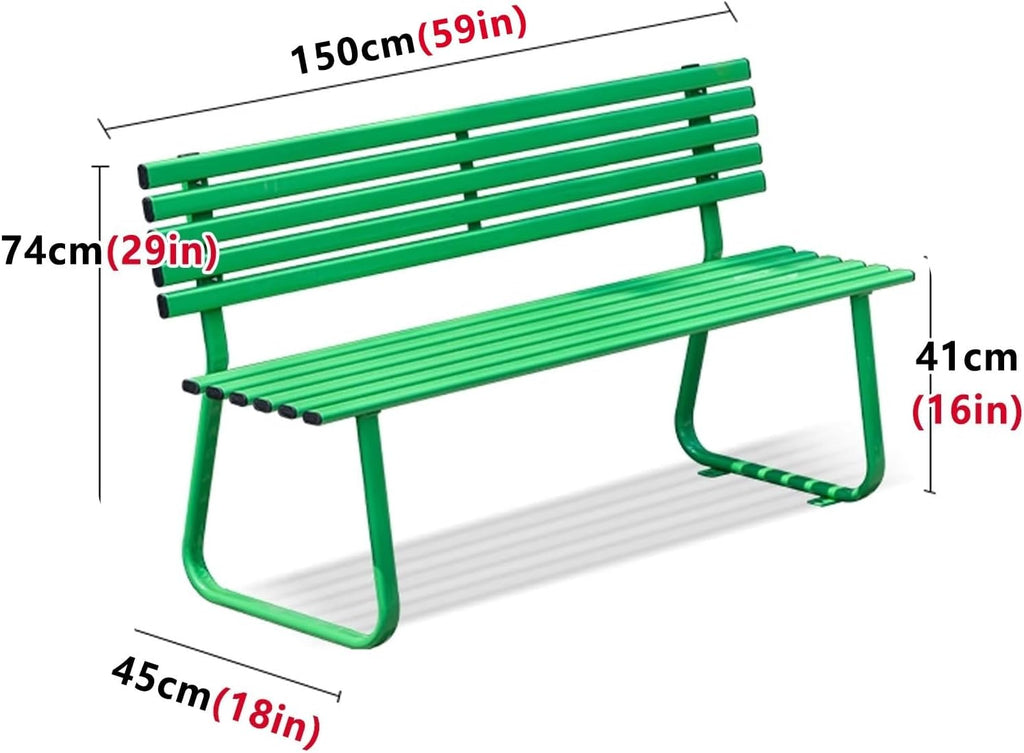 Garden Bench Outdoor Benches Benches for Outside Rich Color Uniform Paint Film Strong Weather Resistance Comfortable Sitting no Fatigue Even After Long Sitting(Green,150cm/59in)