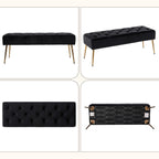 DUHOME Button-Tufted Ottoman Bench, Upholstered Bedroom Benches Velvet Footrest Stool Accent Bench for Entryway Dining Room Living Room Bedroom End of Bed, Black