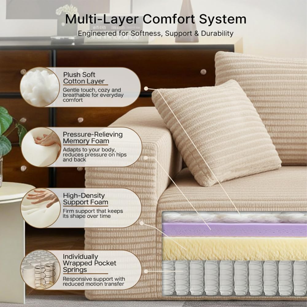 Boneless Sofa Chair Memory Foam Reading Couch with Pillow Floor Lounger No Assembly