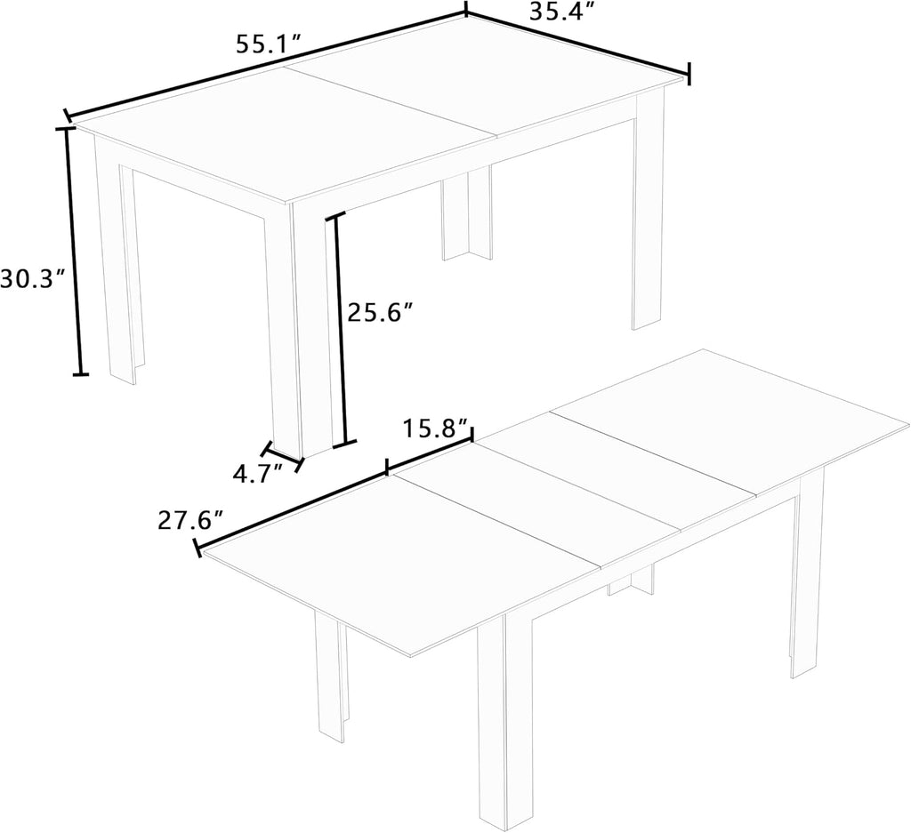 Expandable Dining Table for 6-10 People, 55" to 86" Wooden Extendable Kitchen Table with Slide-Out Leaf, Modern Rectangular Table for Office Living Room,Brown