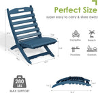 GREENVINES Folding Wave Chairs Set of 2 | Xavier | Portable Adirondack Chair | HDPE | All Weather | Blue | for Fire Pit Beach Outdoor Deck Poolside Garden Patio Porch Fishing