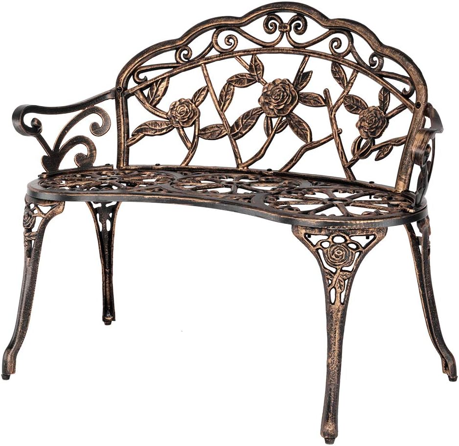 38.5" Cast Aluminum Outdoor Courtyard Decoration Park Leisure Rose Chair
