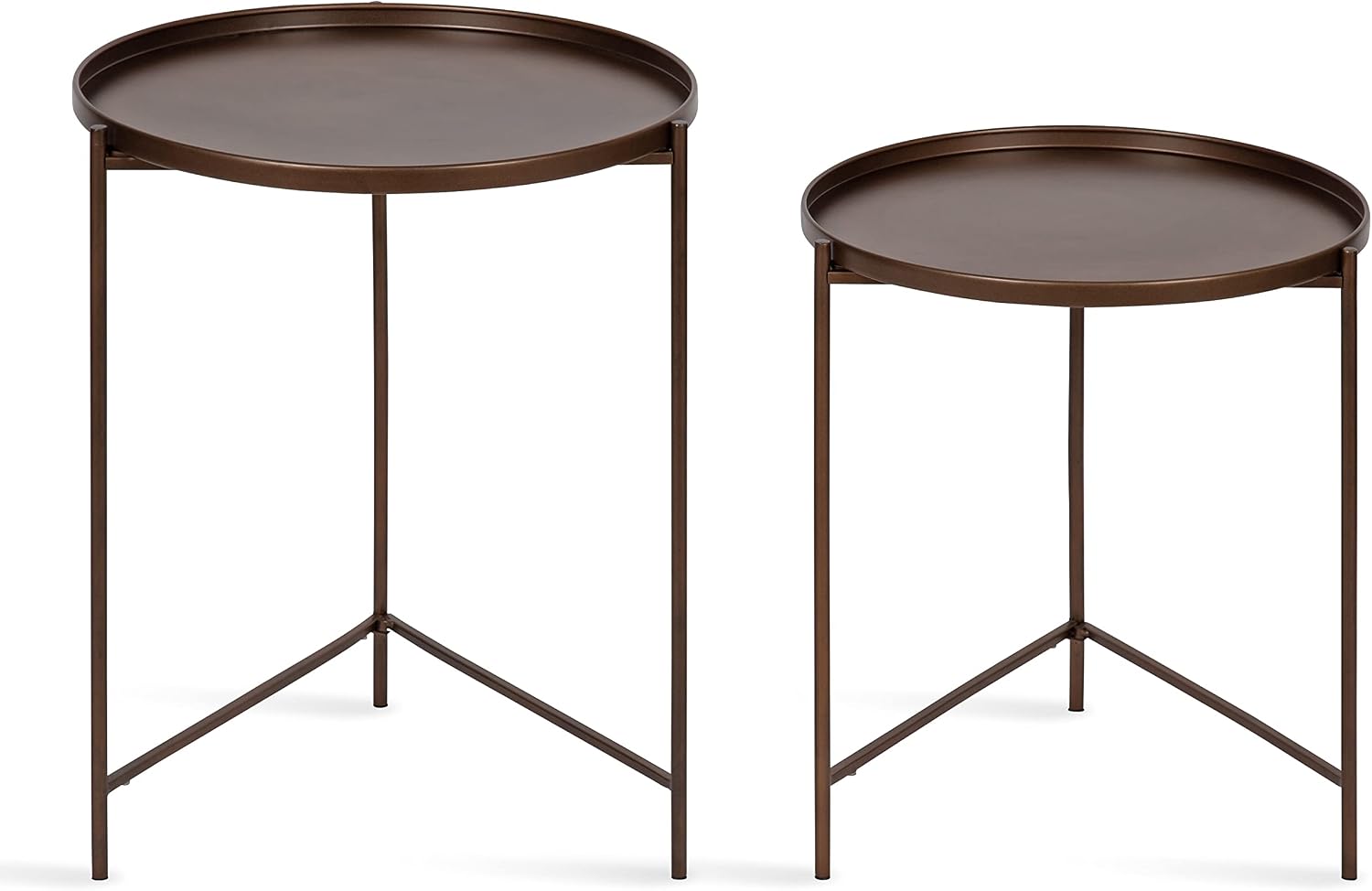 Kate and Laurel Ulani Modern Nesting Side Table; Set of 2; Bronze; Sophisticated Glam End Tables for Storage and Display