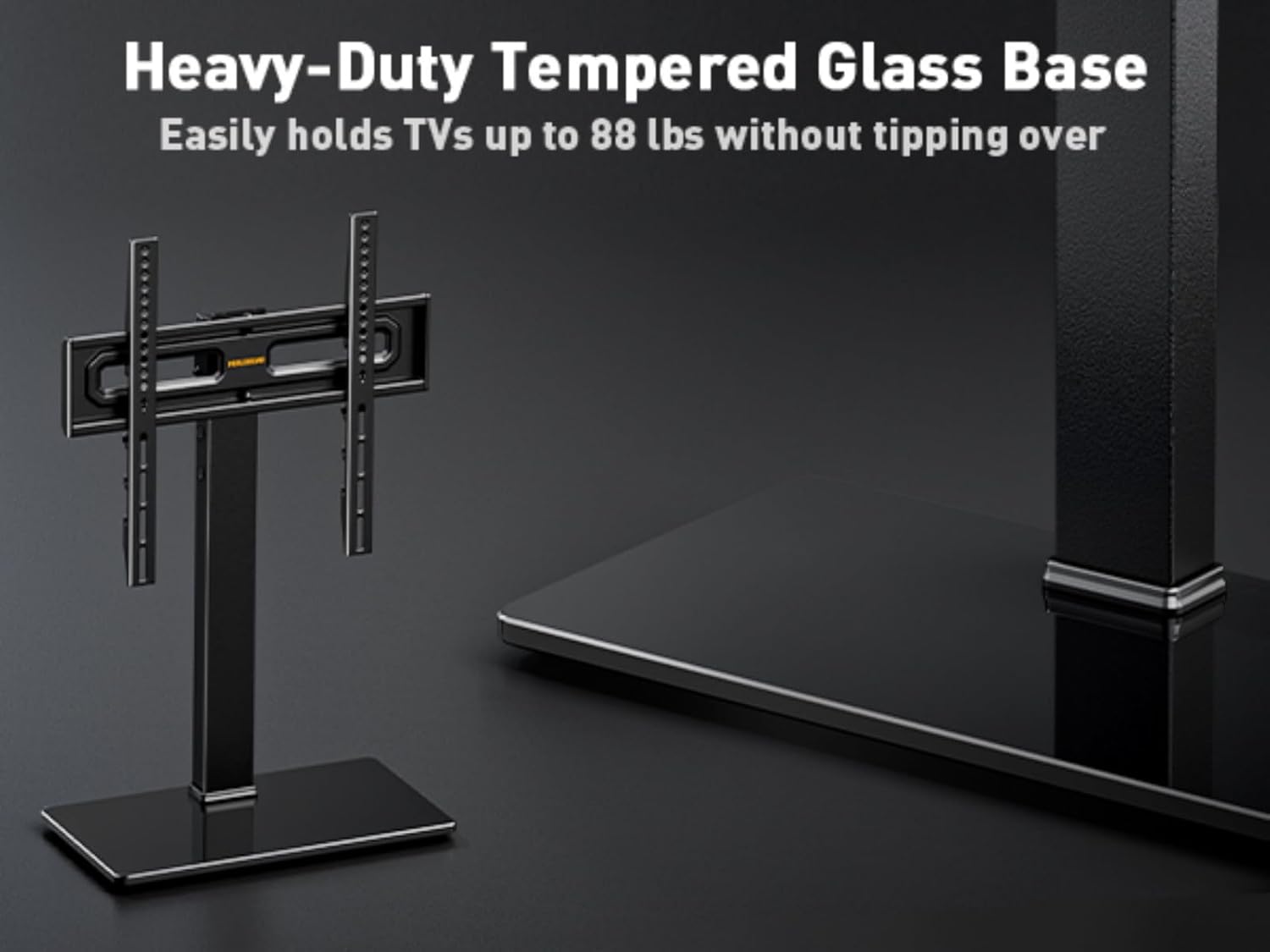 Perlegear Universal Swivel TV Stand Base for 32–70 inch TVs, Height Adjustable Table Top TV Stand Mount with Tilt, Tempered Glass Base, Holds up to 88 lbs