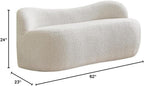 Meridian Furniture 119Cream Flair Collection Modern | Contemporary Boucle Fabric Upholstered Bench with Curved Back Design, Cream, 62" W x 23" D x 24" H