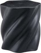 19.69" Modern Sculpture-Style Black Fiberglass End Table,Sofa Couch Side Table.Distorted Organic Design,Fully Assembled,Indoor/Outdoor Versatile.Artistic Accent for Living Rooms, Bedrooms & Patios