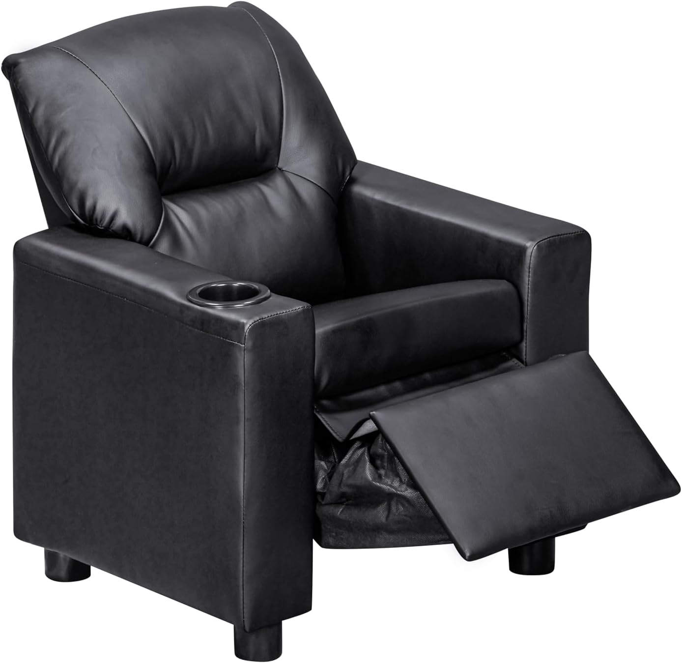 Olive & Opie Oakley Kids/Toddler Push Back Recliner Chair, Lounge Sofa for Boys & Girls Ages 3 and Up, Soft Upholstery,Vegan Leather Onyx