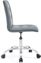 Modway Prim Ribbed Armless Mid Back Swivel Conference Office Chair In Gray
