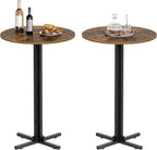 YATINEY Round Bar Table Set of 2, Counter Height Pub Table, Bar Height Cocktail Table, Versatile Use, for Dining Room, Kitchen, Bar, Pub, Cafe, Rustic Brown and Black BT10L2BR