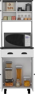 Modern Kitchen Pantry, Storage Cabinet with 2 Open Shelves and Drawer, Engineered Wood, for Dining Room, Easy to Clean