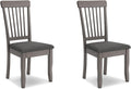 Signature Design by Ashley Shullden Upholstered Dining Chair, Set of 2 | Hardwood solids frame in medium gray, Easy-clean charcoal polyester over foam, Space-saving armless slat-back design