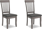 Signature Design by Ashley Shullden Upholstered Dining Chair, Set of 2 | Hardwood solids frame in medium gray, Easy-clean charcoal polyester over foam, Space-saving armless slat-back design