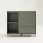Storkcraft California 3 Drawer Combo Dresser, Olive with Driftwood | GREENGUARD Gold Certified, Interlocking Drawer System, Pre-Installed Drawer Tracks for Easier Assembly, Spacious Cabinet