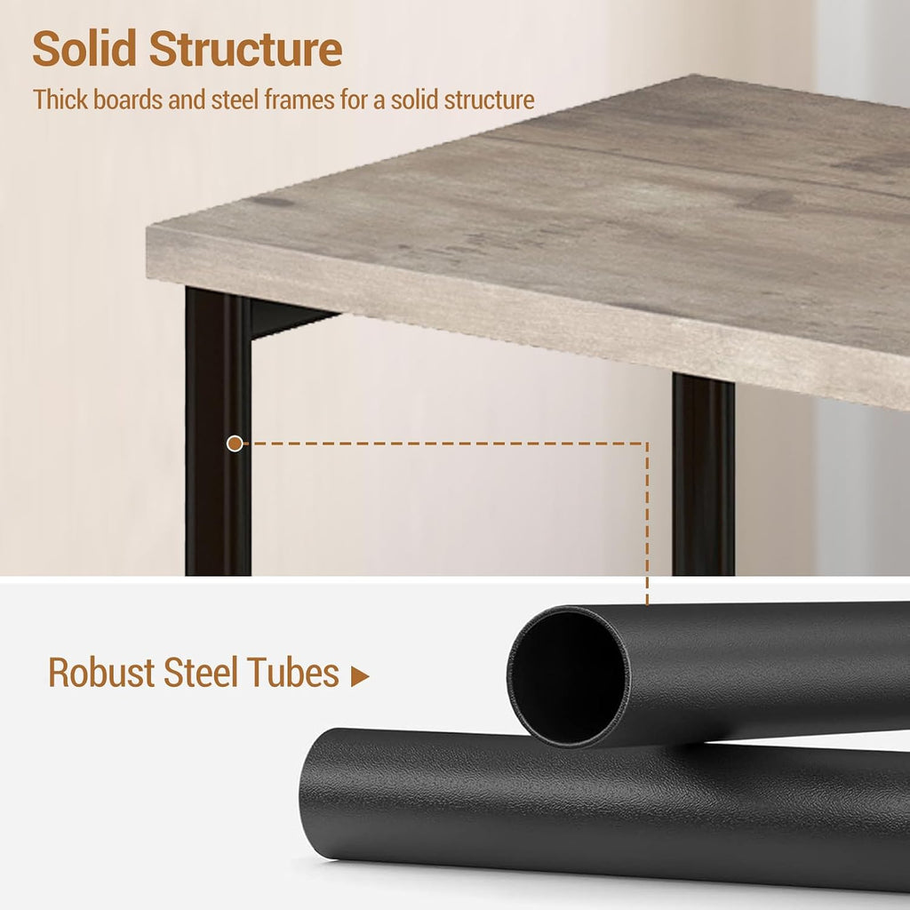 Garvee 3 Tier End Table, Tall Side Table with Storage, Telephone Tables with Metal Frame Small Nightstand for Small Spaces for Living Room Bedroom Sofa Couch Hall Easy Assembly Gray