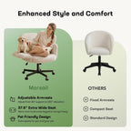 Marsail Criss Cross Office Chair with Adjustable Armrests & Wheels, Vanity Chair with Wide Cushion, Reclining Back, Soft Chenille Fabric, Desk Chair for Home Office, Makeup Room, Bedroom, Beige