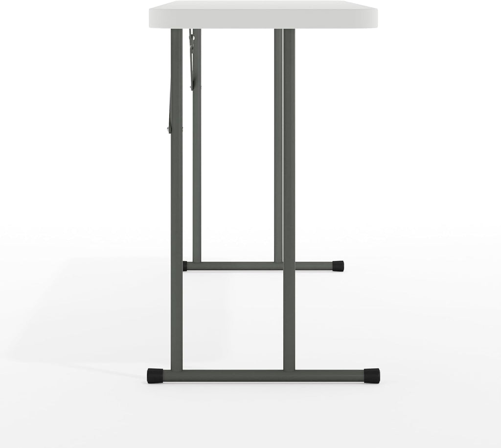 Flash Furniture Kathryn 5' Rectangular Plastic Folding Table, Long Plastic Foldable Table for Indoor/Outdoor Events, White