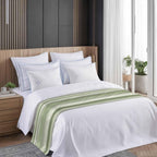 Bed Runner Scarf for Queen Size Bed, Sage Green Grey Beds Scarf Throws for Foot of Bedding, Abstract Art Oil Painting Green Ombre Decorative Beds Runners for Bedroom Guestroom, 83"x20"