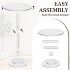 Novabright Round Side Table Small Drink Table for Small Spaces Modern Accent End Nightstand with Spindle Design Leg for Living Room Turned Solid Wood Side 23.6'' Height(White)