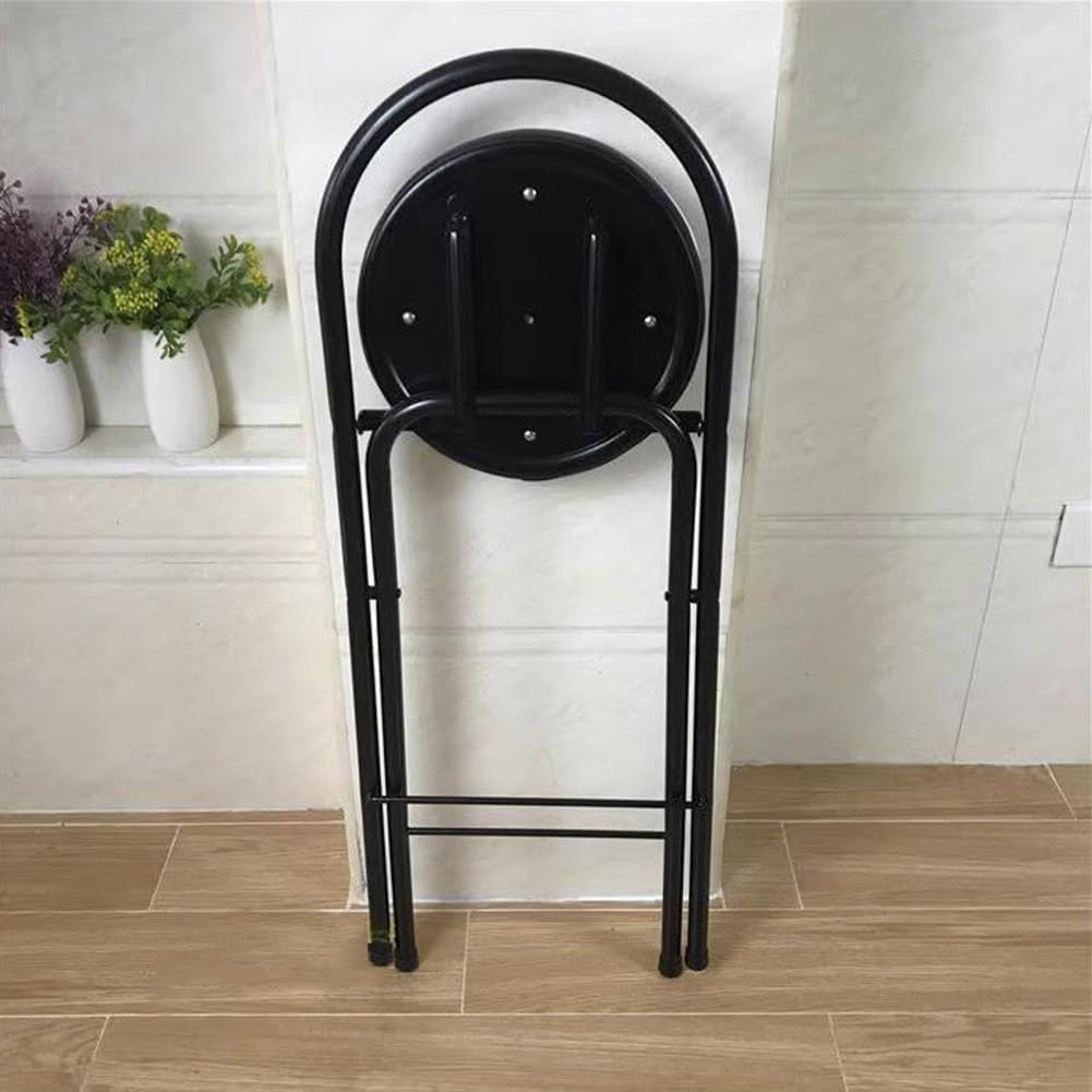 Folding Breakfast Bar Stool, 26/28/30" Tall Chair with Padded Seat, Portable Round Counter Height Stool with Backrest, Foldable Stool for Adults Outdoor Indoor ( Color : Black 1 pc , Size : 75cm/30" )