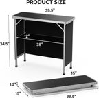 Bonnlo Folding Portable Bar Table, Mobile Bar Table for Events, Party, Camping, Picnic, Tradeshow, Indoor with Black Skirt 39 "L x 34" H