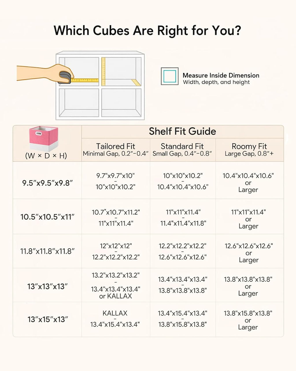 Cube Storage Bins | Storage Baskets with Dual Handles | Ultra-Fine Fabric Organizer for Shelf, Wadrobe | 10x10x10 Cube Insert Drawer | 6 Pack, Macaron & Cream White, 9.5x9.5x9.8 In