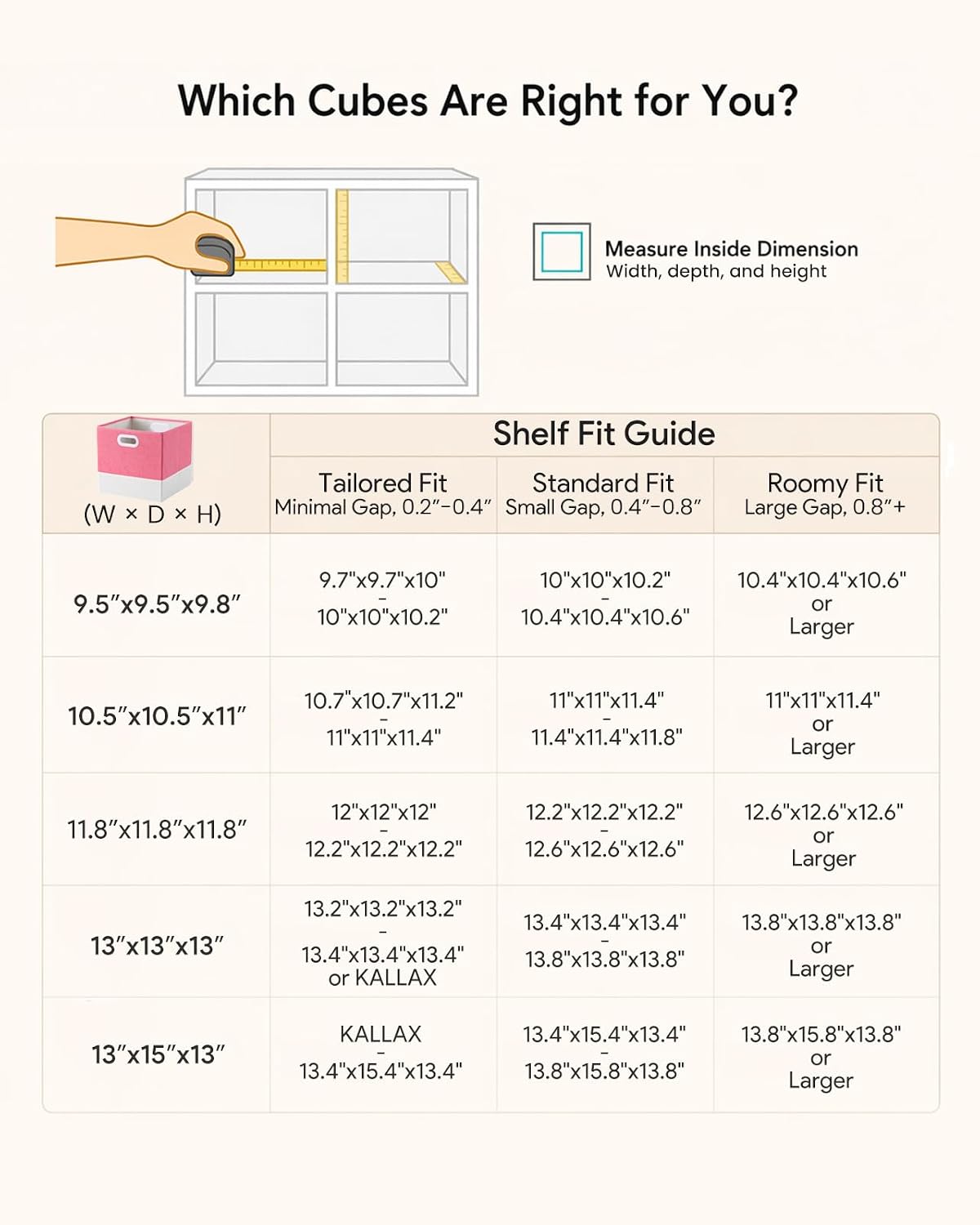 Cube Storage Bins | Storage Baskets with Dual Handles | Ultra-Fine Fabric Organizer for Shelf, Wadrobe | 10x10x10 Cube Insert Drawer | 6 Pack, Macaron & Cream White, 9.5x9.5x9.8 In