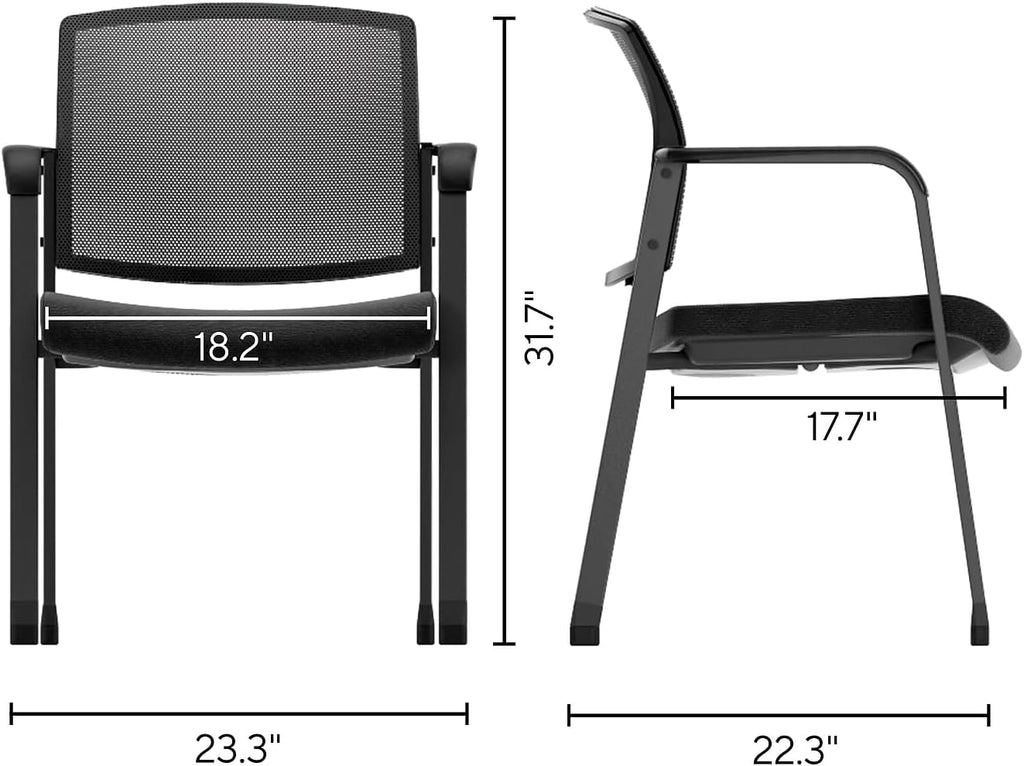 Workplace 2.0 Guest & Reception Chair, Mesh, Stackable, Black