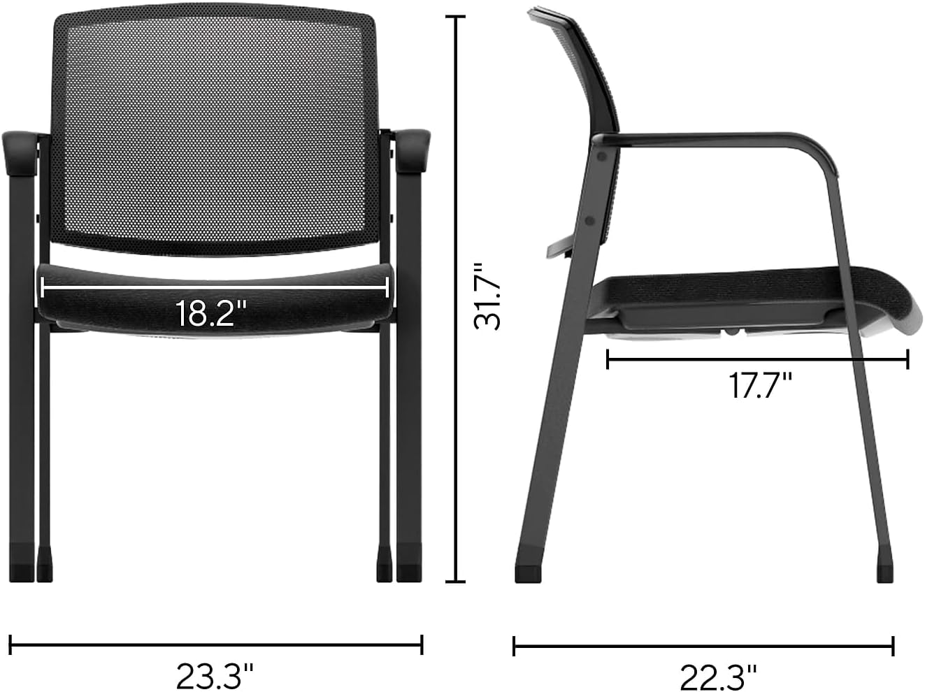 Workplace 2.0 Guest & Reception Chair, Mesh, Stackable, Black