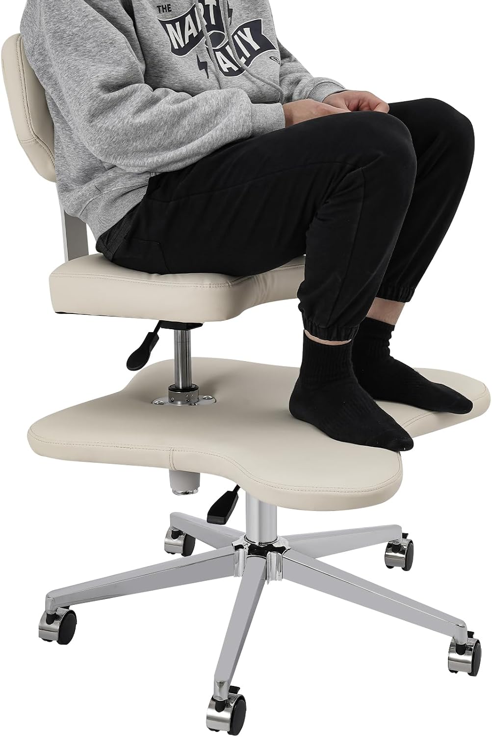 Cross Legged Office Chair, Ergonomic Criss Cross Desk Chair, Meditation Chair with Wheels, Height Adjustable Seat with Back Support