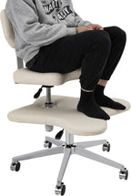 Cross Legged Office Chair with Wheels, Criss Cross Chair with 2 Adjustable Cushions, Ergonomic Meditation Chair for Home Office, Kneeling Chair with Swivel Base, Ivory White