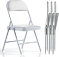 Nazhura 4 Pack Folding Chairs with Padded Vinyl Cushion Chairs with Comfortable Cushion and Durable Steel Frame for Home and Office, for Indoor and Outdoor Events (White, Vinyl)